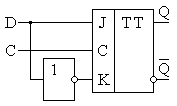 Реализация D-триггера на JK-триггере